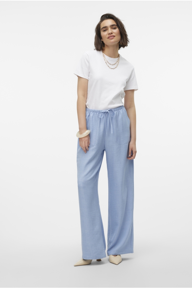 VMMELANEY HW LOOSE PANT WVN NOOS 10316385 CHAMBRAY BLUE/MELANGE